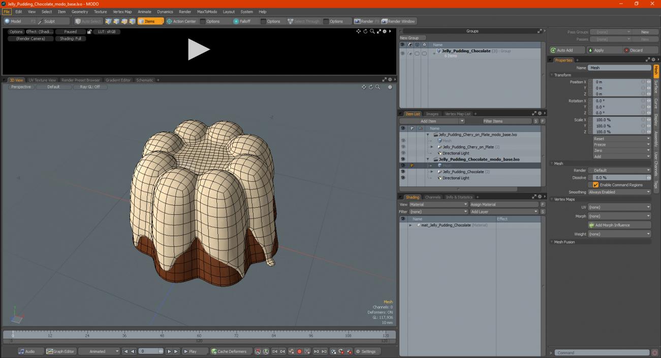 3D Jelly Pudding Chocolate model