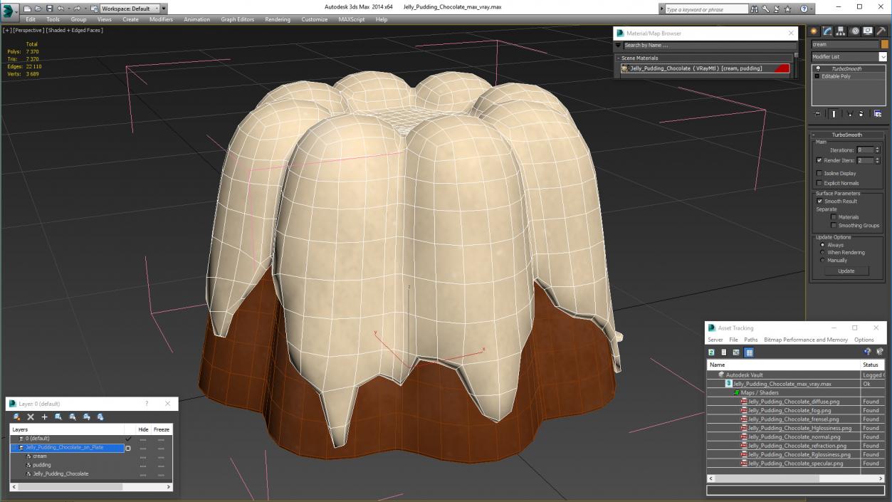 3D Jelly Pudding Chocolate model