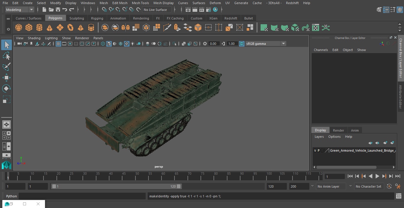 3D Green Armored Vehicle Launched Bridge AVLB M60A1 model