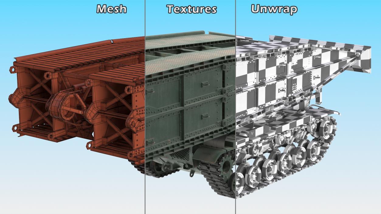 3D Green Armored Vehicle Launched Bridge AVLB M60A1 model