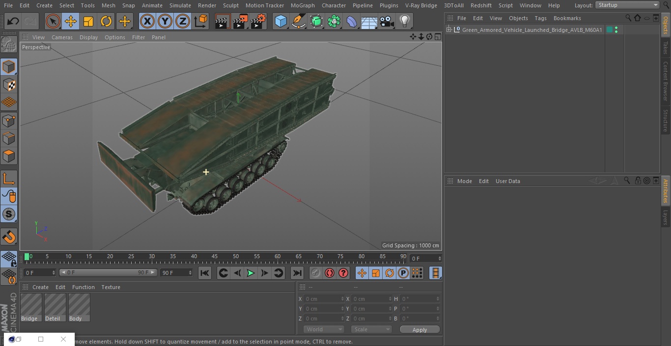 3D Green Armored Vehicle Launched Bridge AVLB M60A1 model