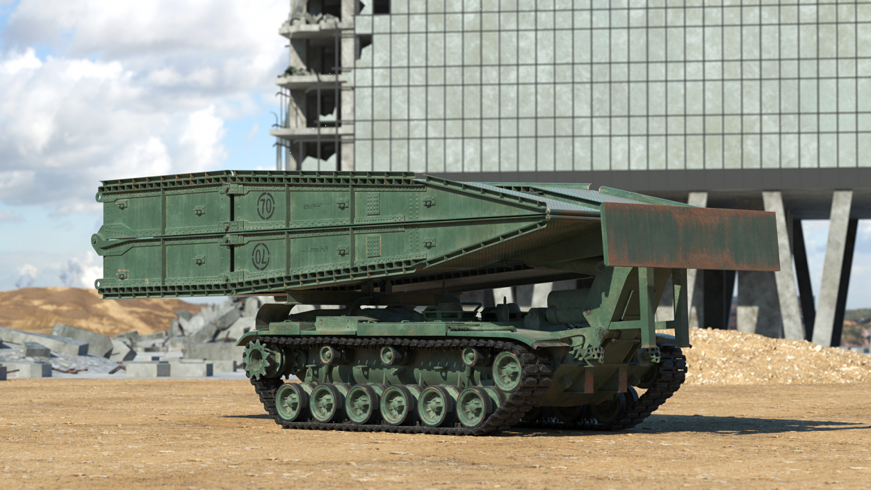 3D Green Armored Vehicle Launched Bridge AVLB M60A1 model