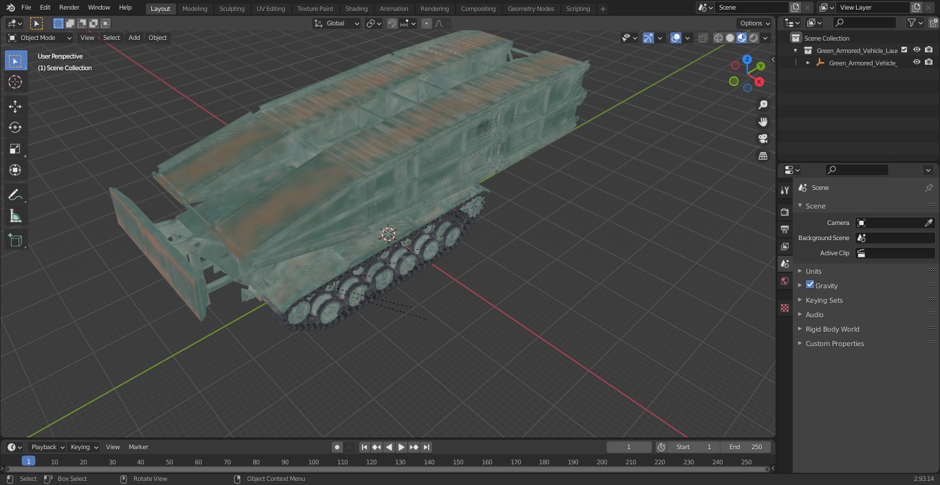 3D Green Armored Vehicle Launched Bridge AVLB M60A1 model