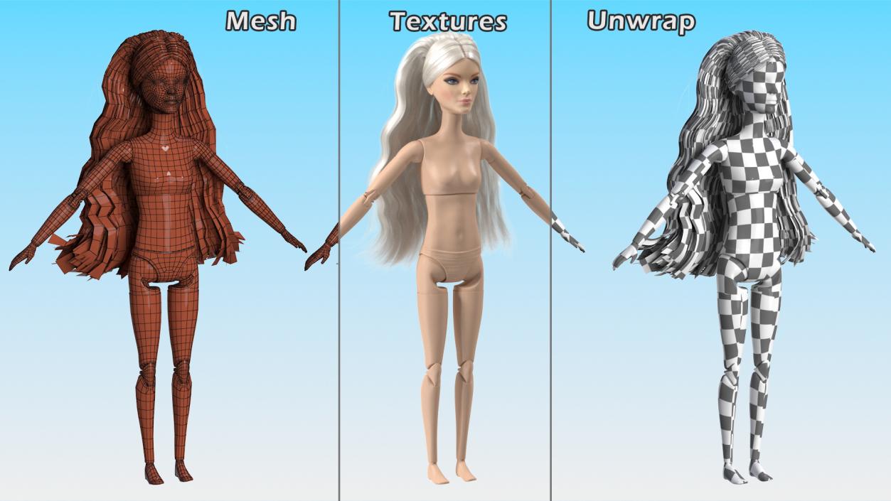 Barbie Doll Without Clothes T-pose 3D model