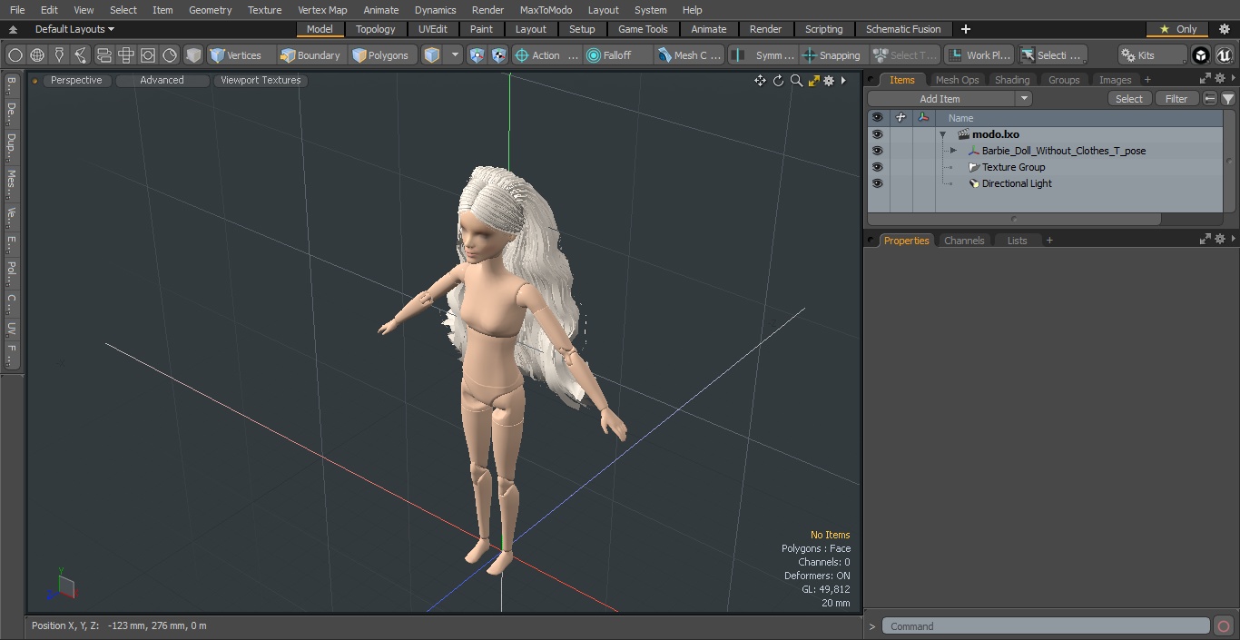 Barbie Doll Without Clothes T-pose 3D model