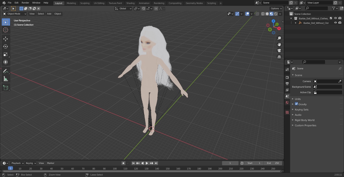 Barbie Doll Without Clothes T-pose 3D model