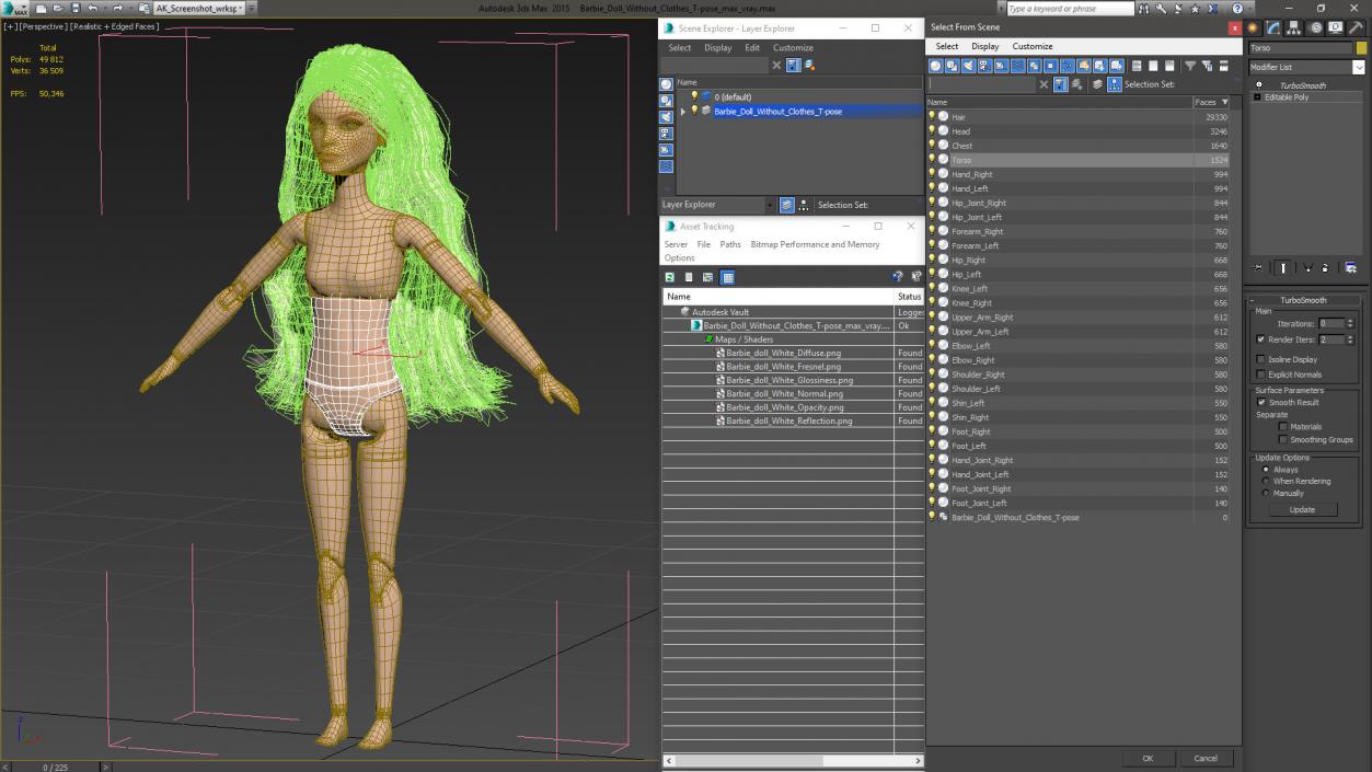 Barbie Doll Without Clothes T-pose 3D model