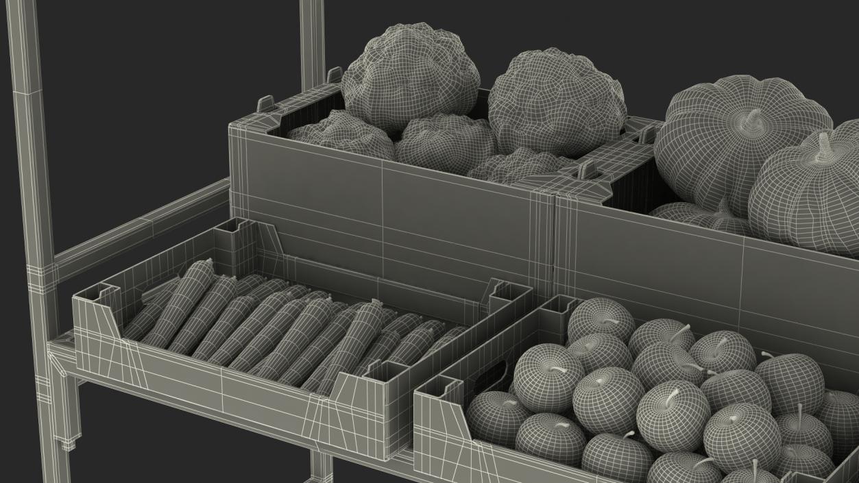 3D Market Stall With Vegetables model