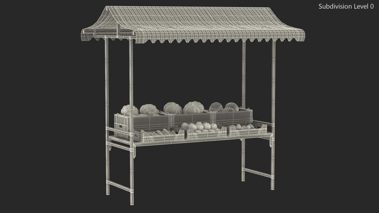 3D Market Stall With Vegetables model