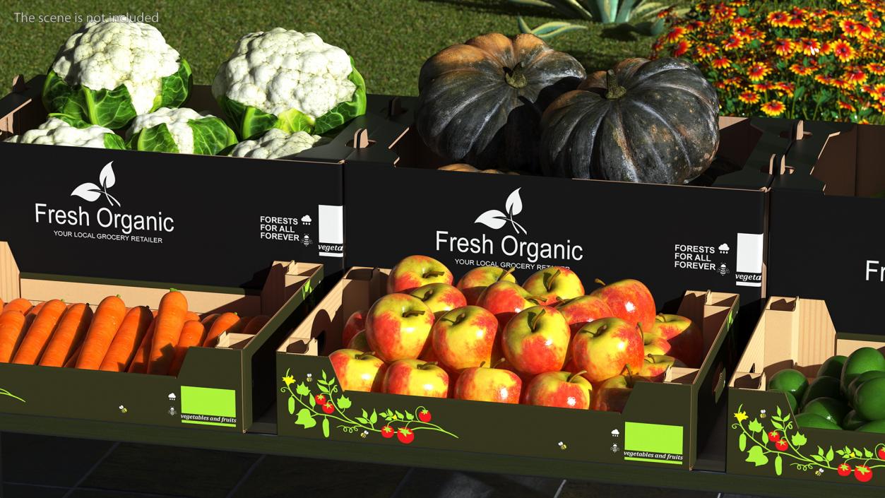 3D Market Stall With Vegetables model