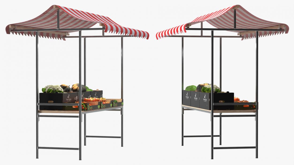 3D Market Stall With Vegetables model