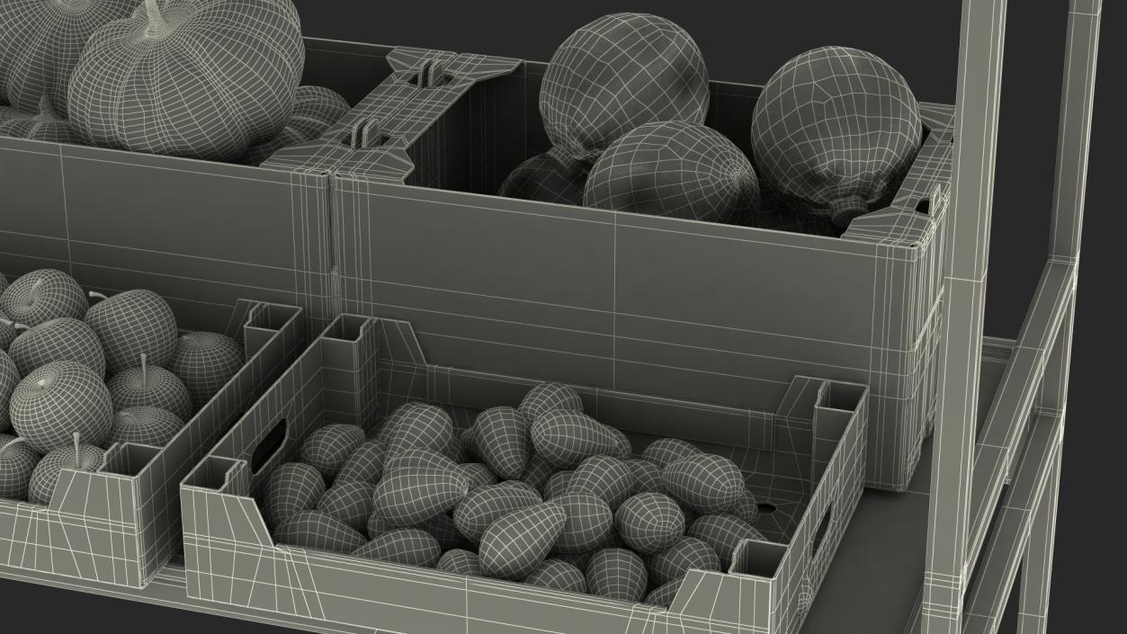 3D Market Stall With Vegetables model