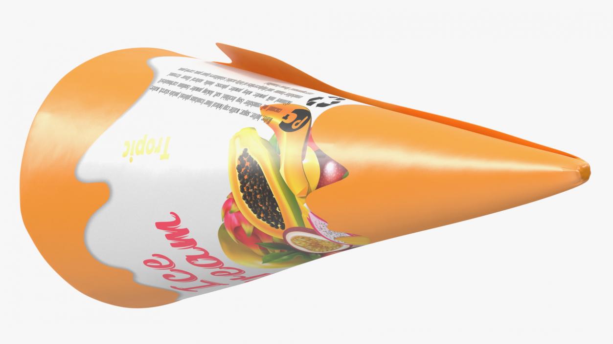 3D Cone Ice Cream Package Mockup Tropic