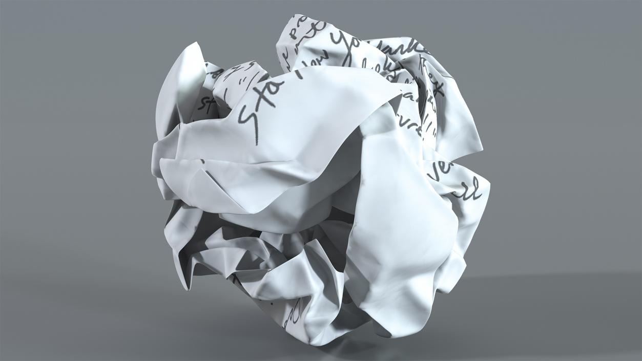 Crumpled Paper Ball with Text 3D model