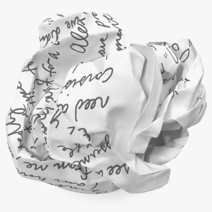 Crumpled Paper Ball with Text 3D model