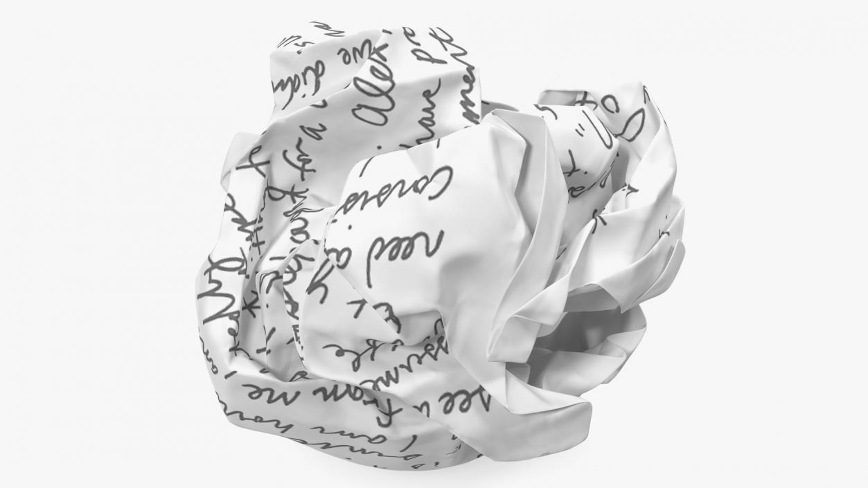 Crumpled Paper Ball with Text 3D model