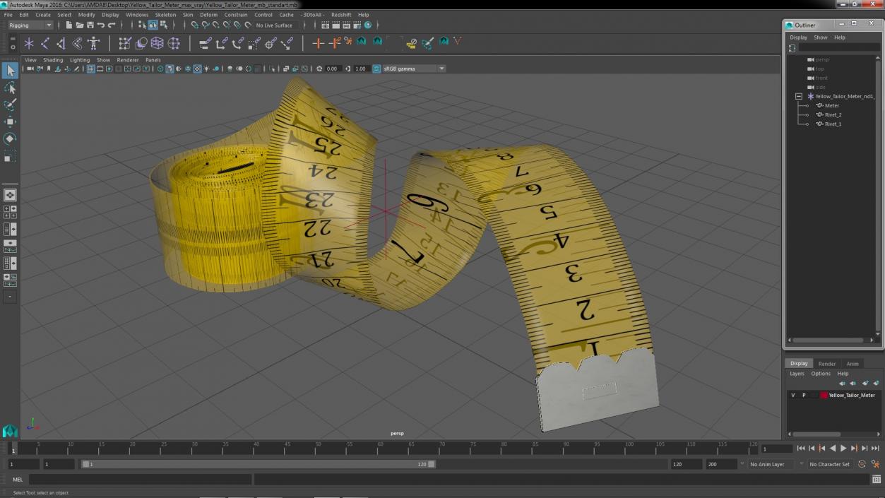 Yellow Tailor Meter 3D model
