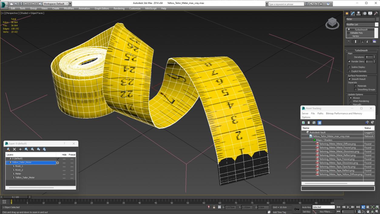 Yellow Tailor Meter 3D model