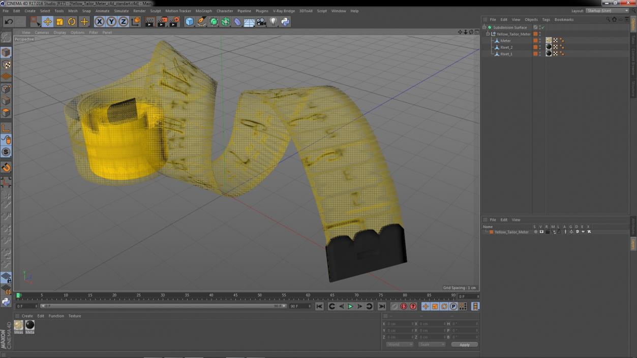 Yellow Tailor Meter 3D model