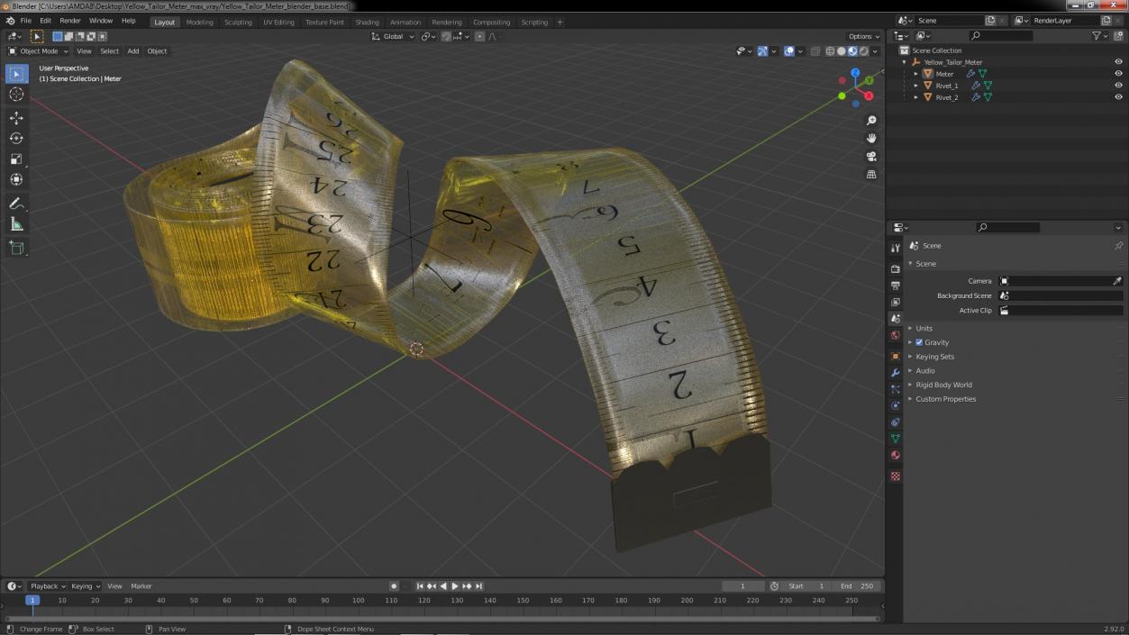 Yellow Tailor Meter 3D model