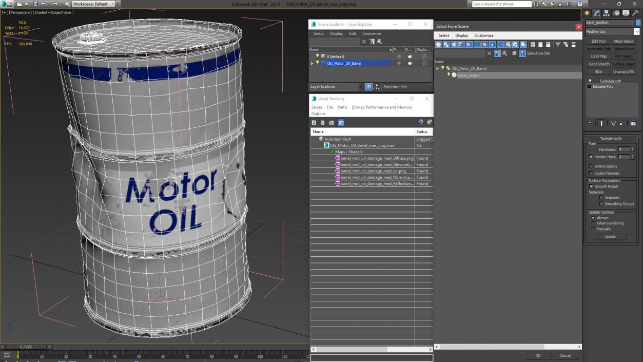 3D model Old Motor Oil Barrel