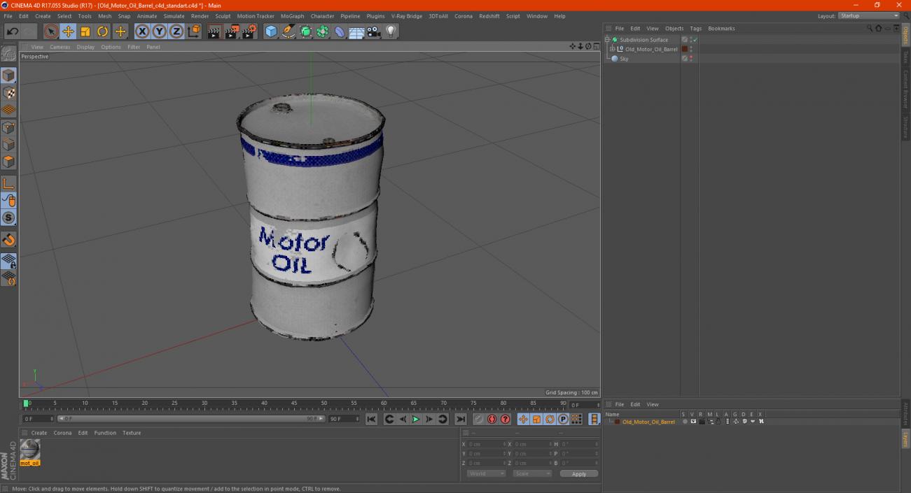 3D model Old Motor Oil Barrel