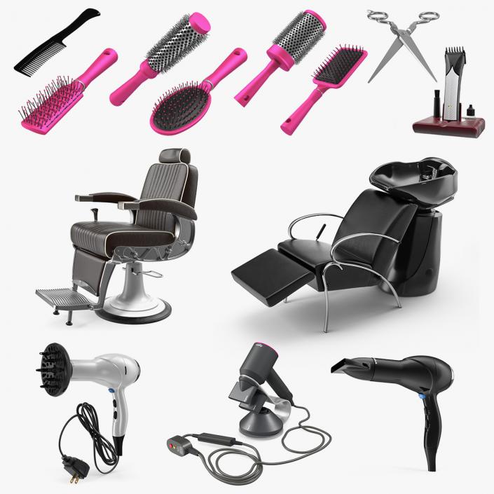 3D model Hair Beauty Salon Equipment Collection 3