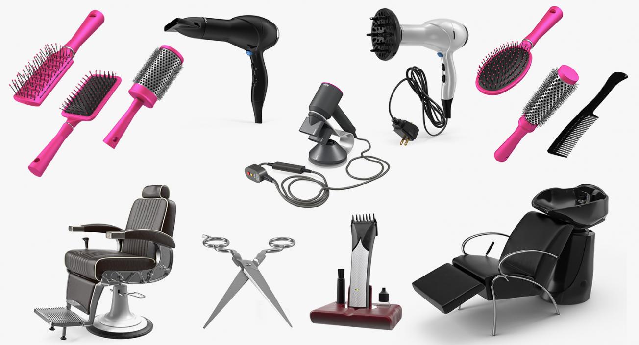 3D model Hair Beauty Salon Equipment Collection 3