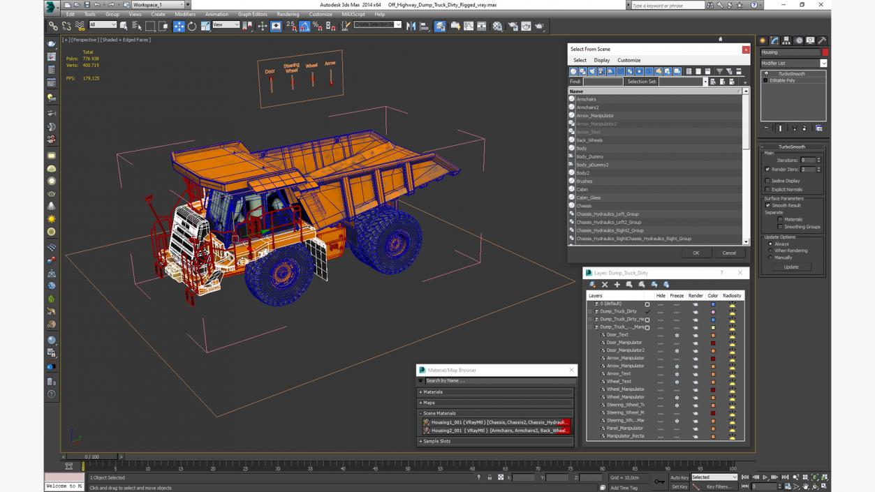 3D model Off Highway Dump Truck Dirty Rigged