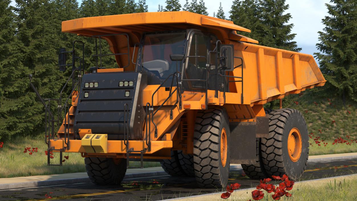 3D model Off Highway Dump Truck Dirty Rigged