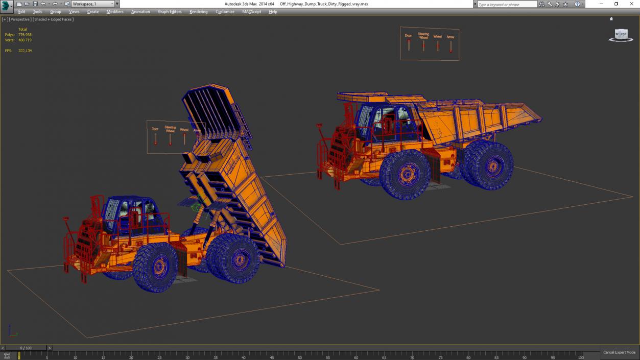 3D model Off Highway Dump Truck Dirty Rigged