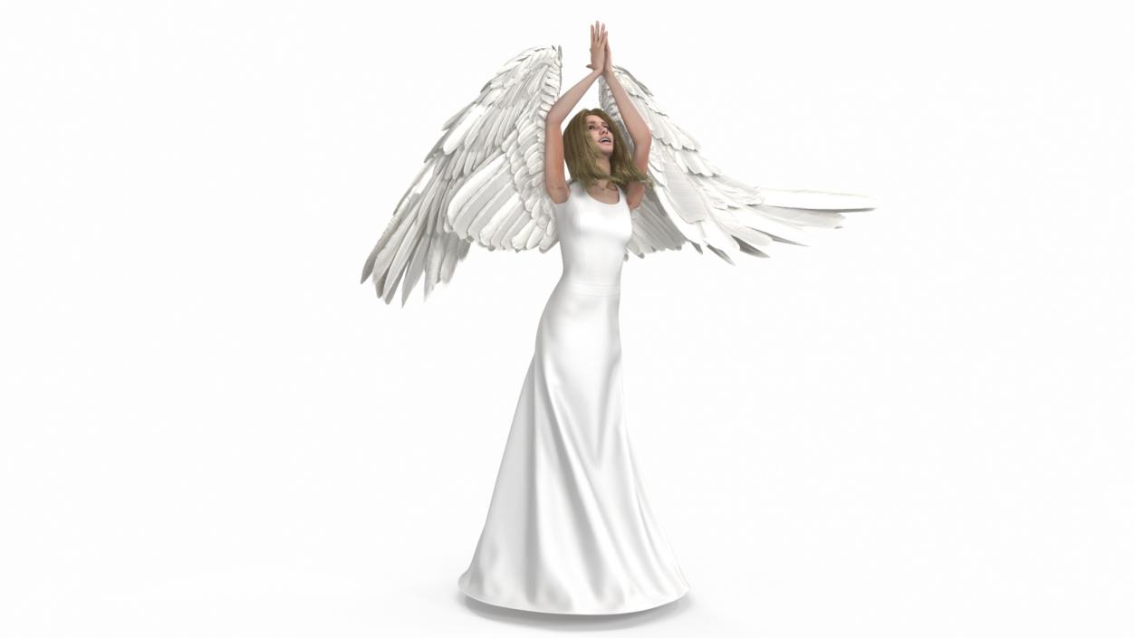 3D Green-Eyed Blonde Angel Woman Rigged 2 model