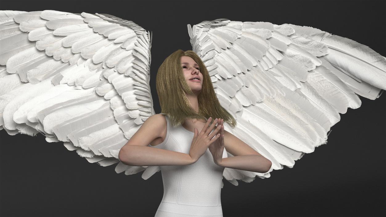 3D Green-Eyed Blonde Angel Woman Rigged 2 model