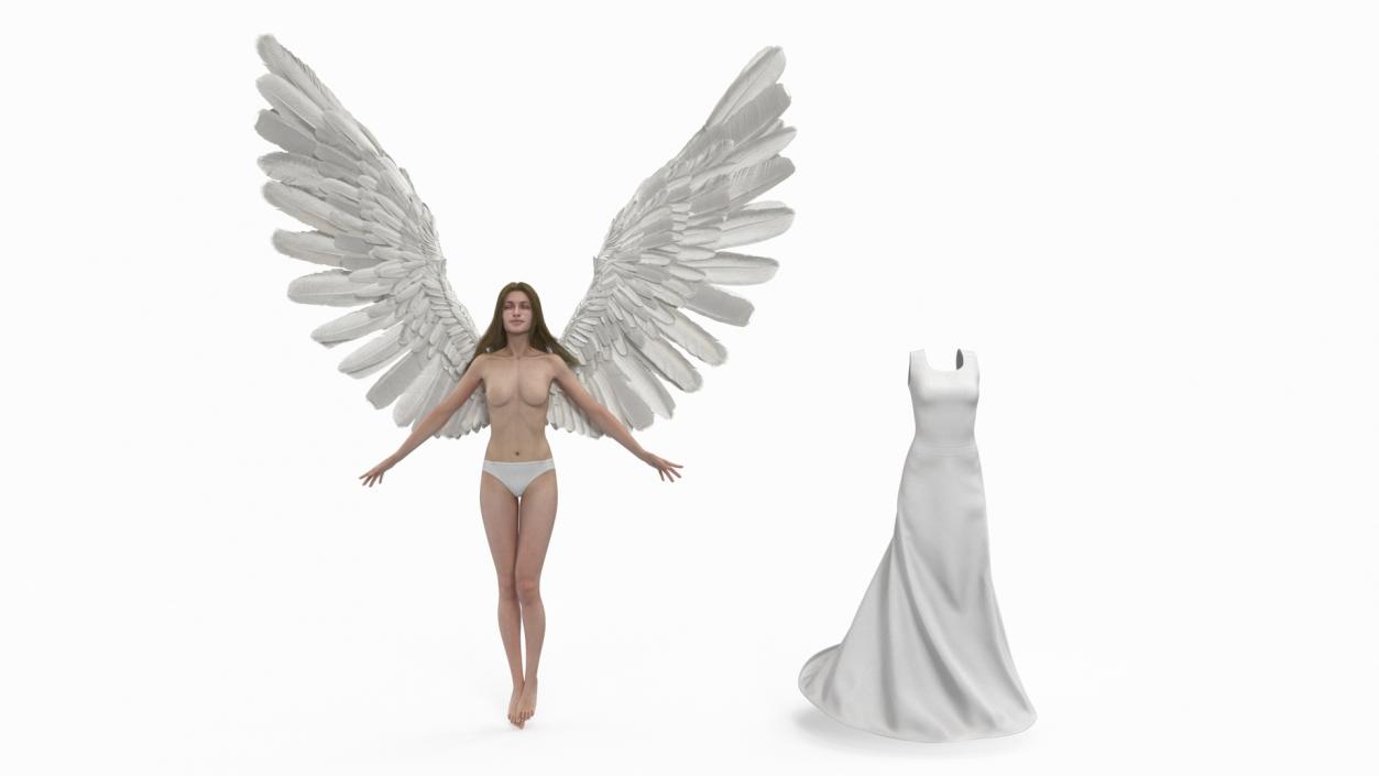 3D Green-Eyed Blonde Angel Woman Rigged 2 model