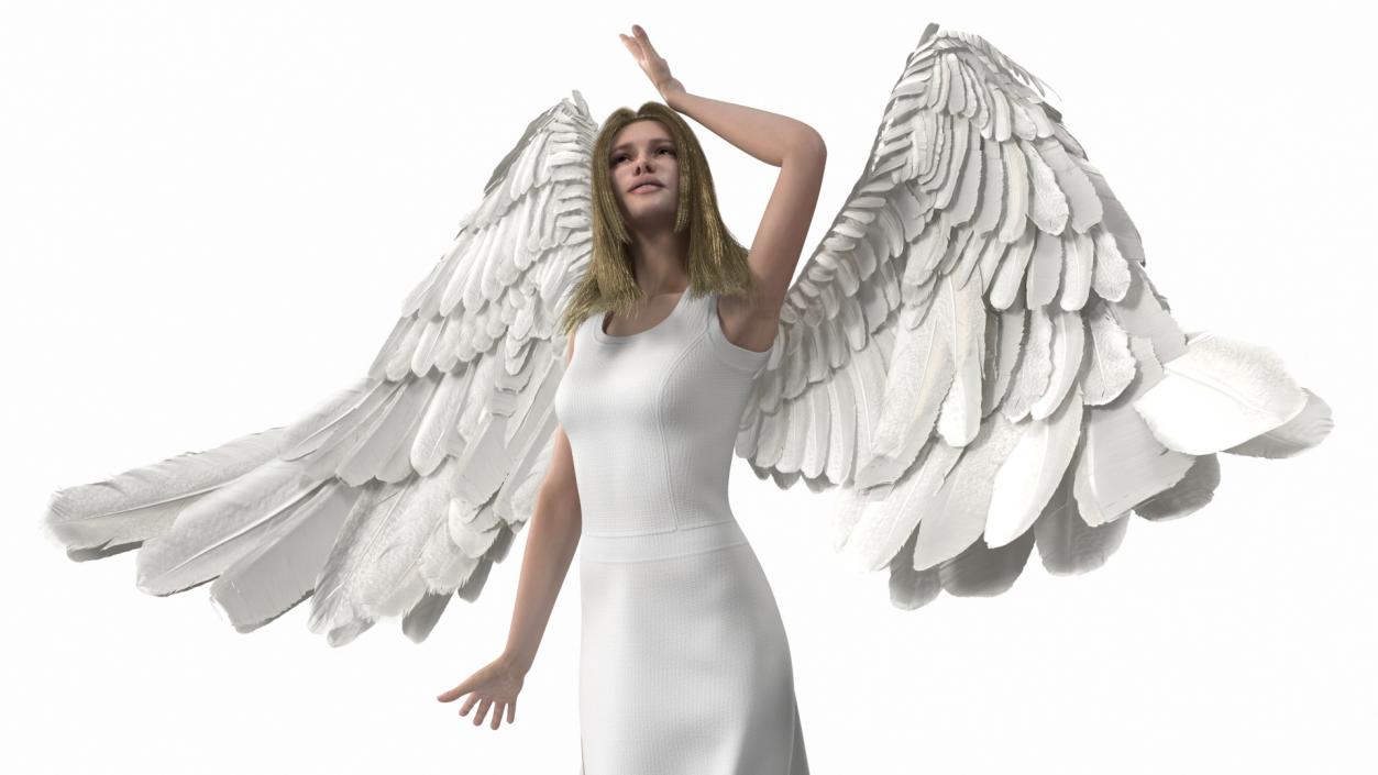 3D Green-Eyed Blonde Angel Woman Rigged 2 model