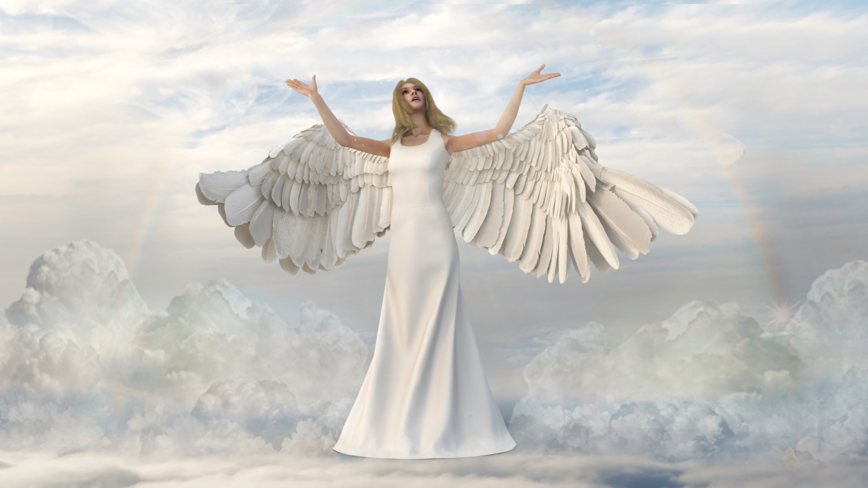 3D Green-Eyed Blonde Angel Woman Rigged 2 model