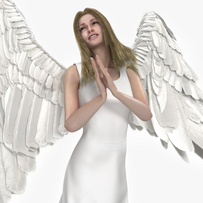 3D Green-Eyed Blonde Angel Woman Rigged 2 model