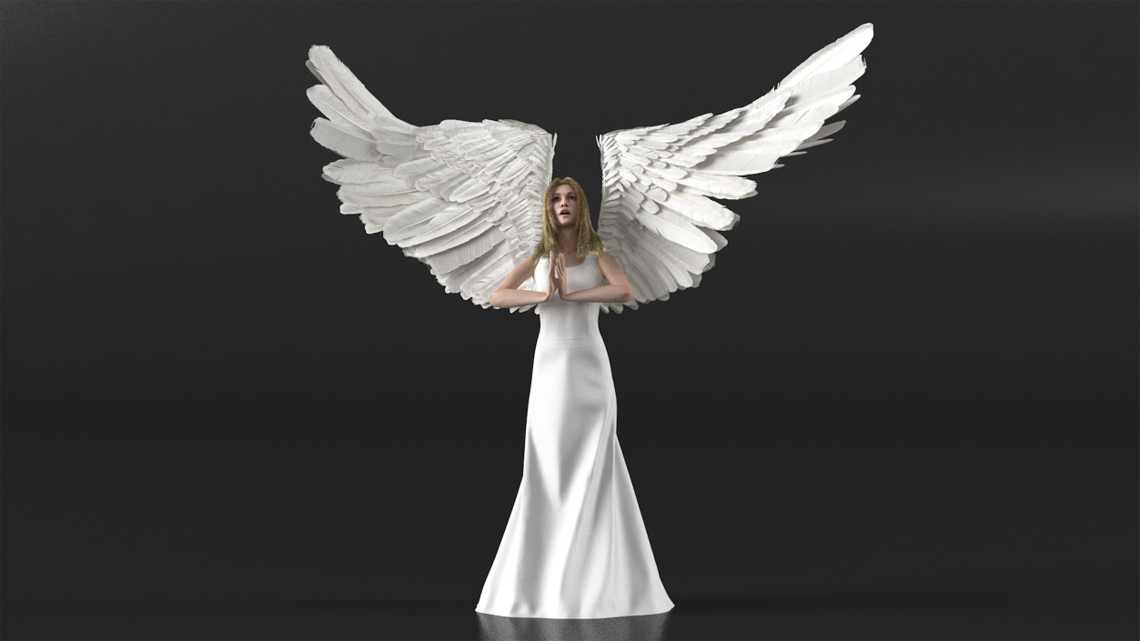 3D Green-Eyed Blonde Angel Woman Rigged 2 model