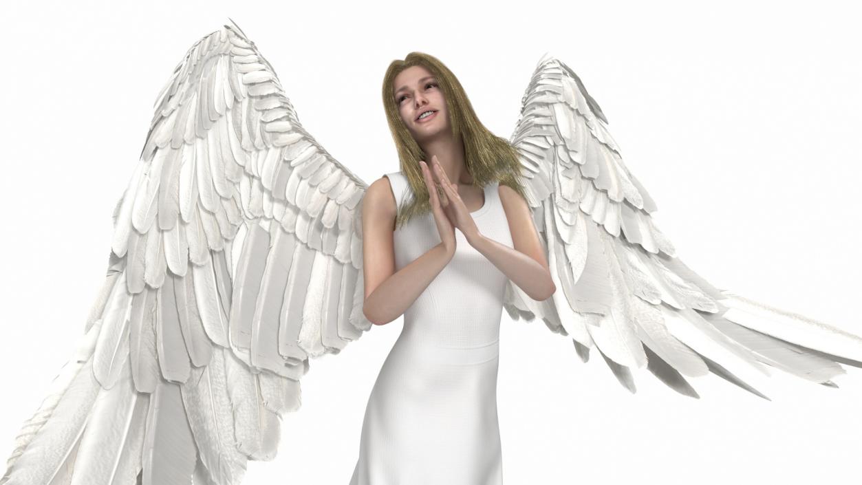 3D Green-Eyed Blonde Angel Woman Rigged 2 model