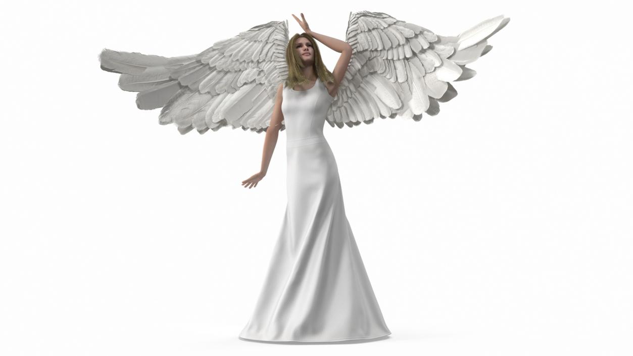 3D Green-Eyed Blonde Angel Woman Rigged 2 model