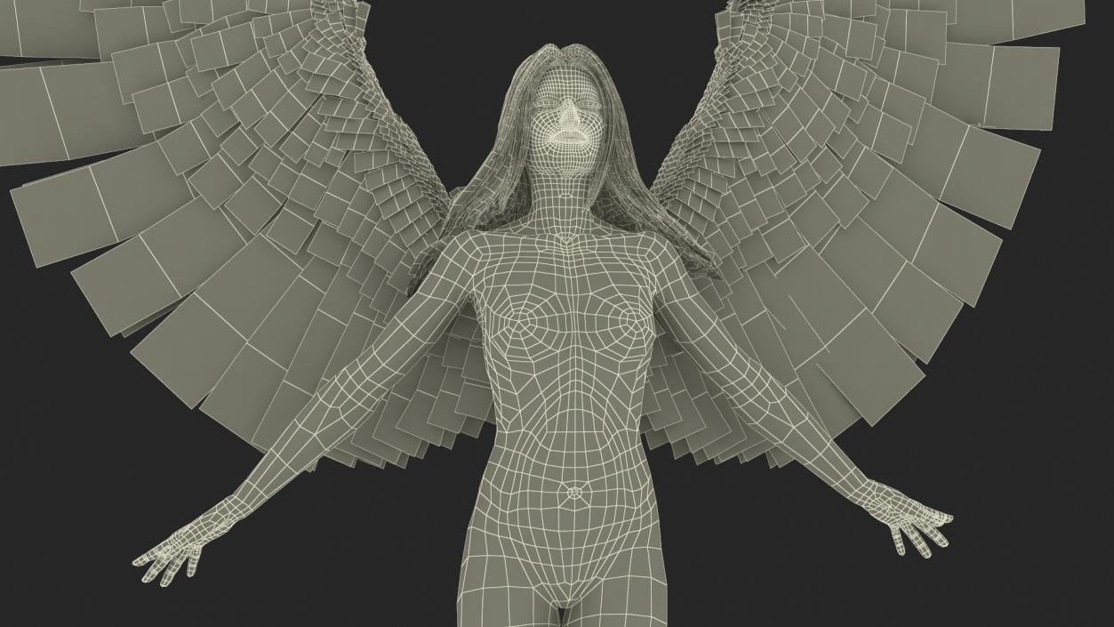 3D Green-Eyed Blonde Angel Woman Rigged 2 model