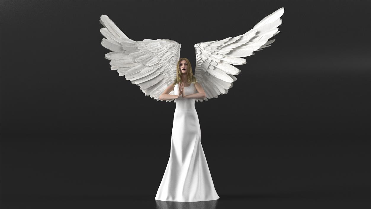 3D Green-Eyed Blonde Angel Woman Rigged 2 model