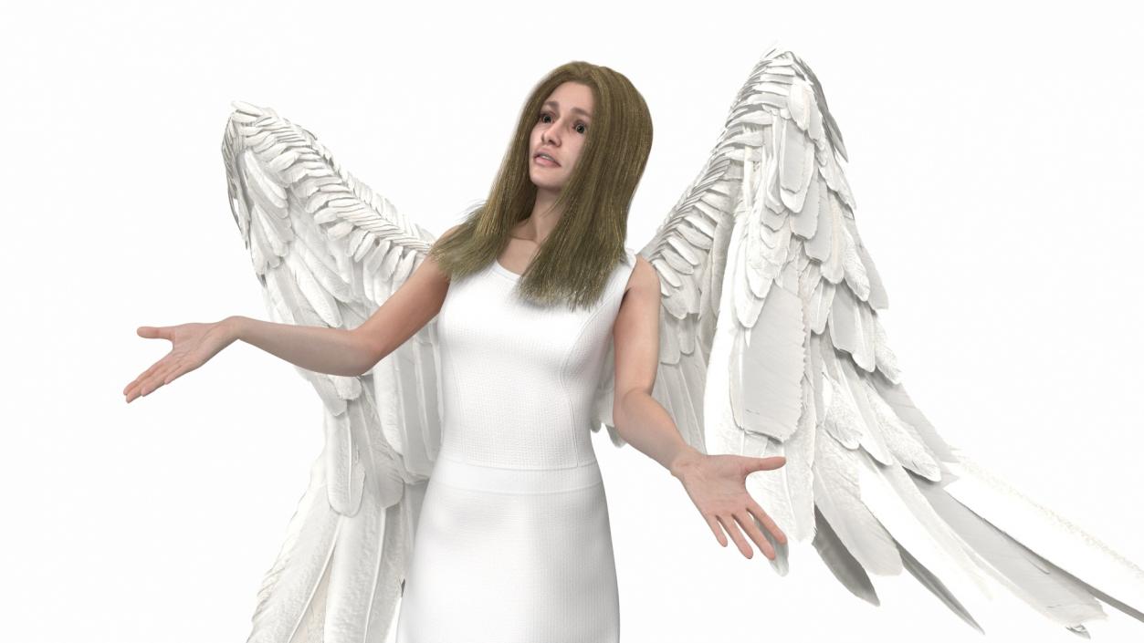 3D Green-Eyed Blonde Angel Woman Rigged 2 model