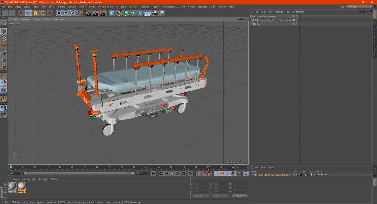 3D model Linet Sprint 100 Transport Bed