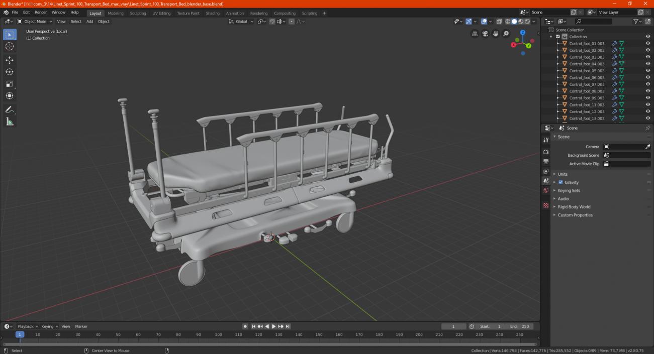 3D model Linet Sprint 100 Transport Bed