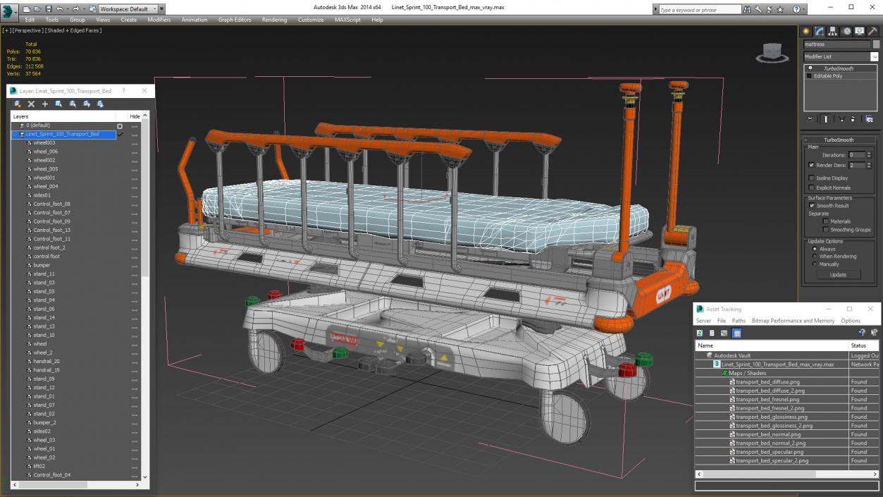 3D model Linet Sprint 100 Transport Bed