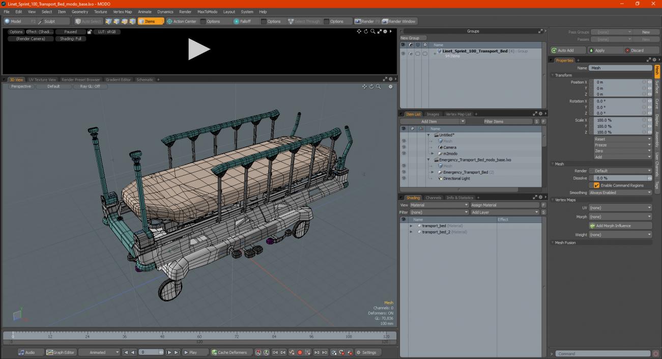 3D model Linet Sprint 100 Transport Bed