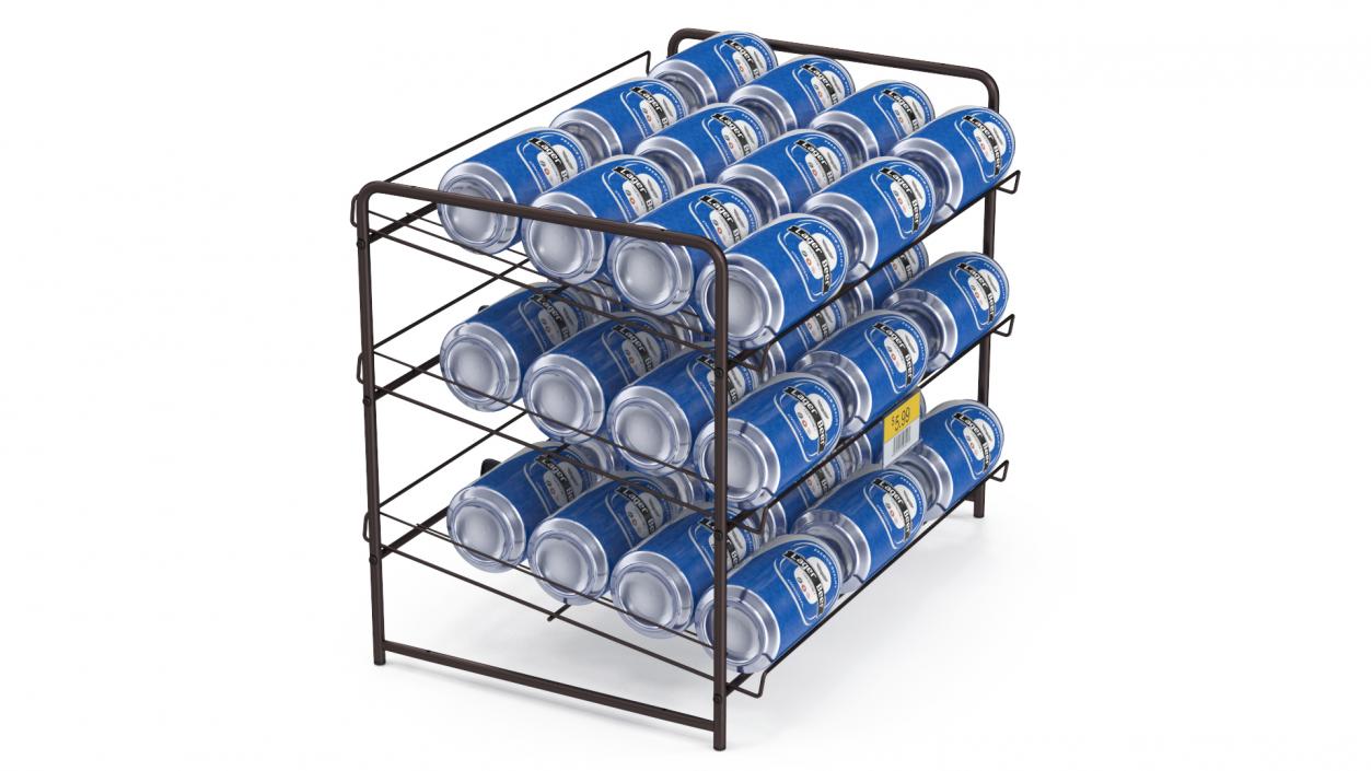 Beverage Organizer with Cans and Price Label 3D model