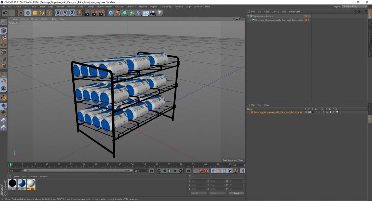 Beverage Organizer with Cans and Price Label 3D model