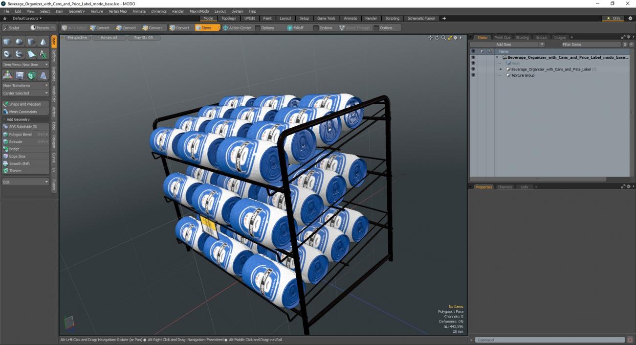 Beverage Organizer with Cans and Price Label 3D model